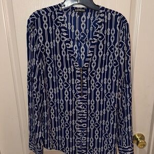 Express women’s  Blue and White knots and hearts Patterned Shirt